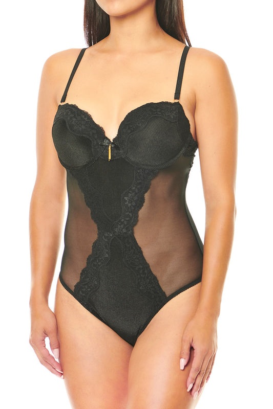 Onyx Ribbed Velvet Teddy