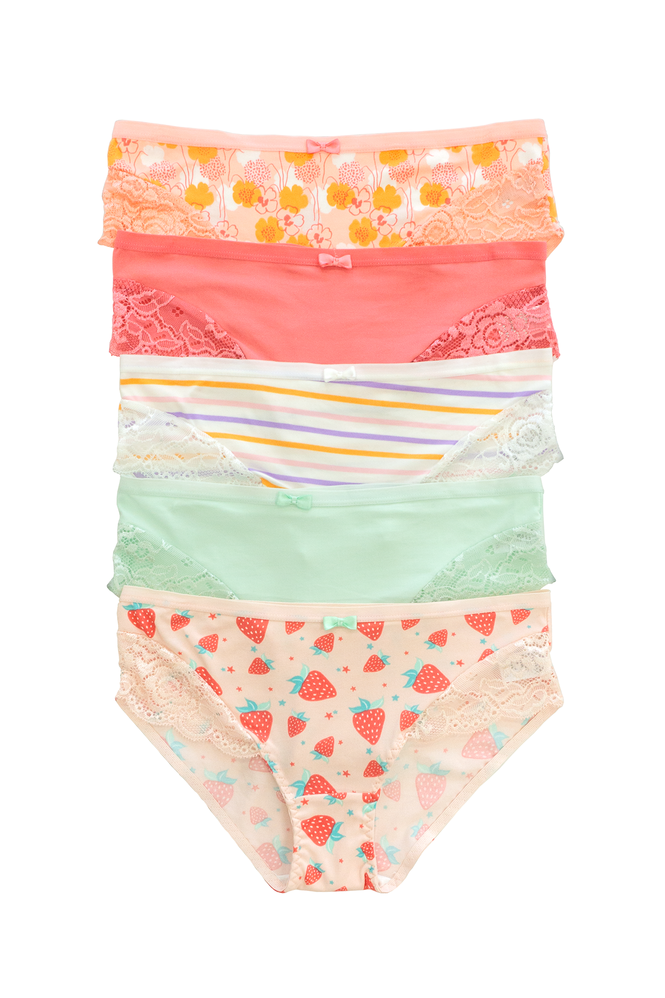 Strawberry Lace Trim Hipster 5-Pack