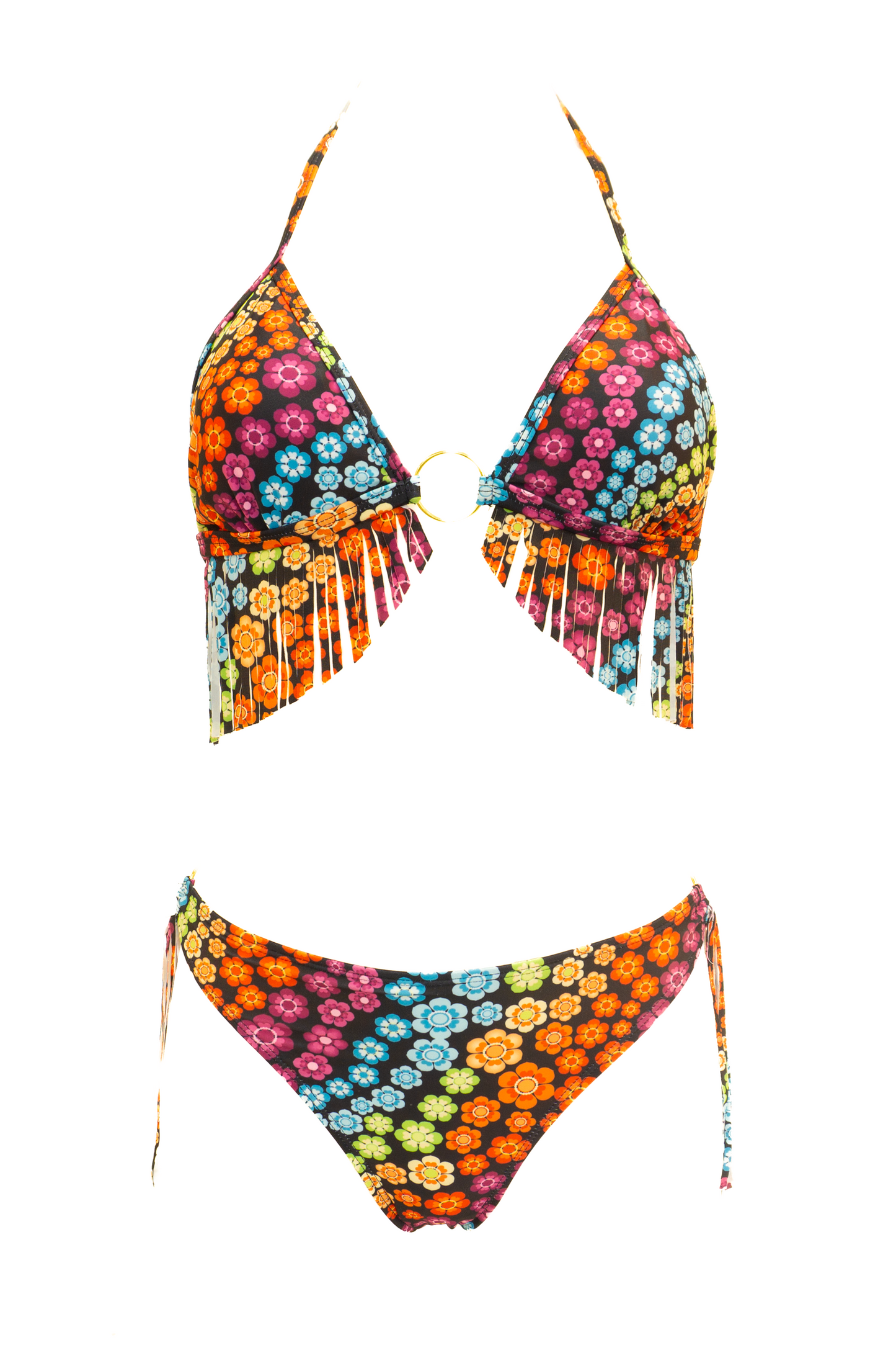 Rainbow Daisy Fringe O-Ring Bikini