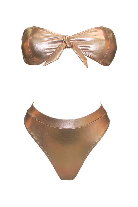 Metallic Rose Gold 3 Piece Bikini Set