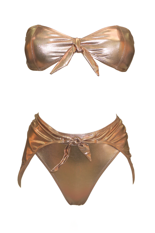 Metallic Rose Gold 3 Piece Bikini Set