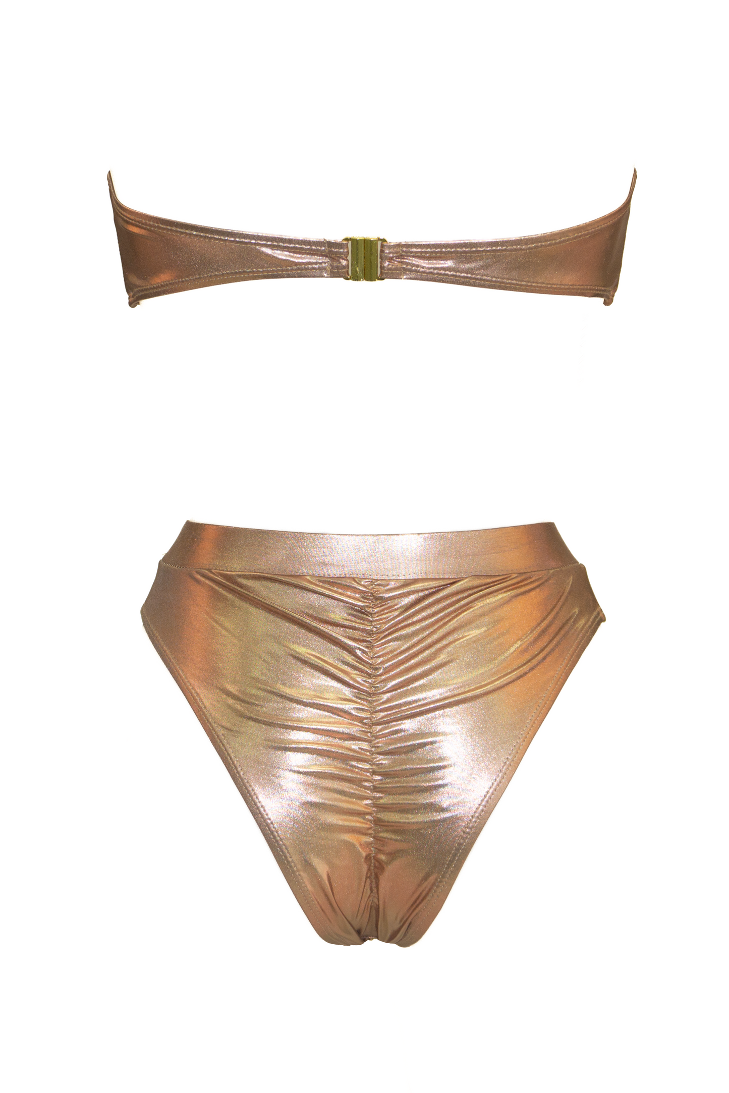 Metallic Rose Gold 3 Piece Bikini Set