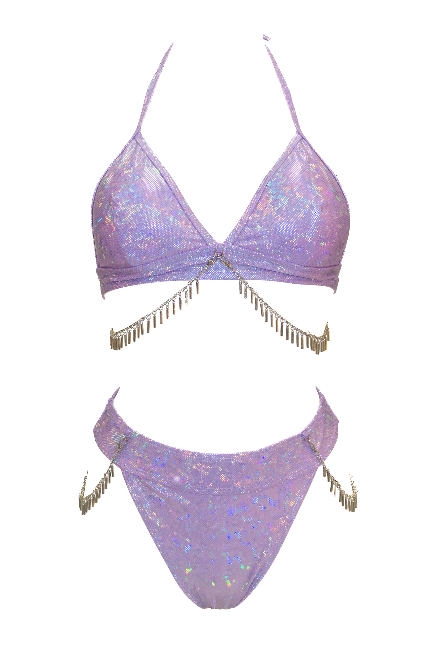 Lilac Iridescent Chain Triangle Bikini